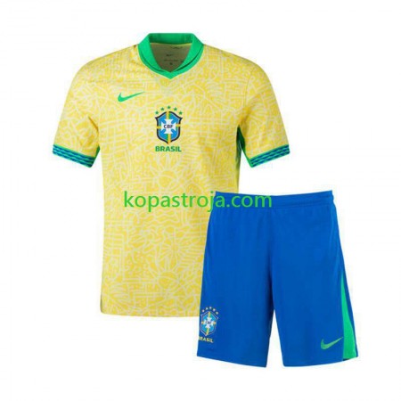 Billiga Fotbollströjor Brasilien Copa America 2024 Barn Hemma tröja Kortärmad